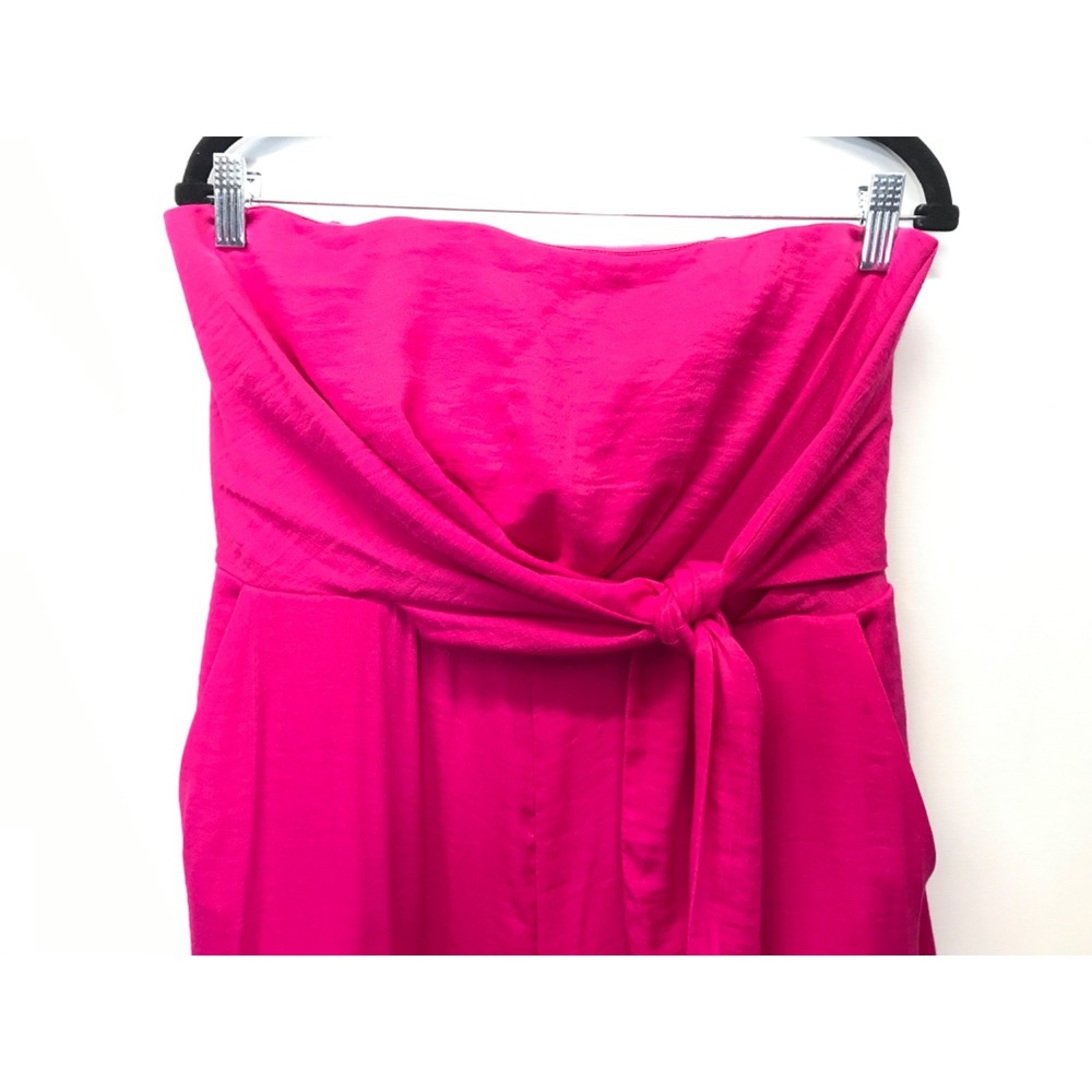Anthropologie‎ Maeve Pink Strapless Wide Leg Romper, Pockets Size 10 EUC - Picture 3 of 9
